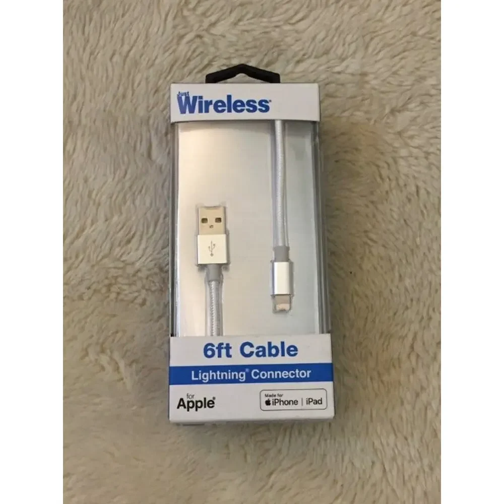 Just Wireless 6ft Braided Lightning to USB-A Cable - White